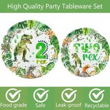 206 Pcs Dinosaur 2nd Birthday Party Supplies Green Dino Two Rex