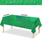 6 Pack Iridescent Green Plastic Tablecloths, Shiny Disposable Laser