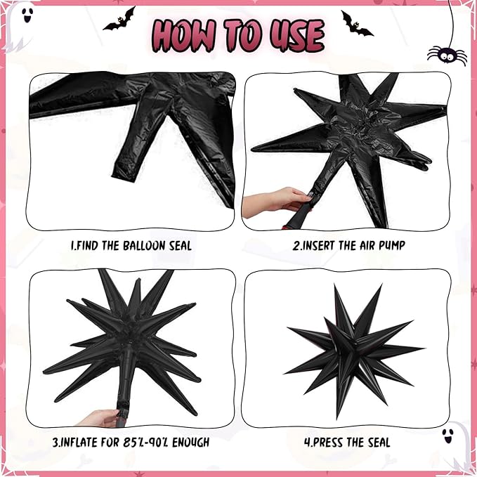 120 Pcs Halloween Balloon Arch Paready Ghost Star Foil Balloon Black