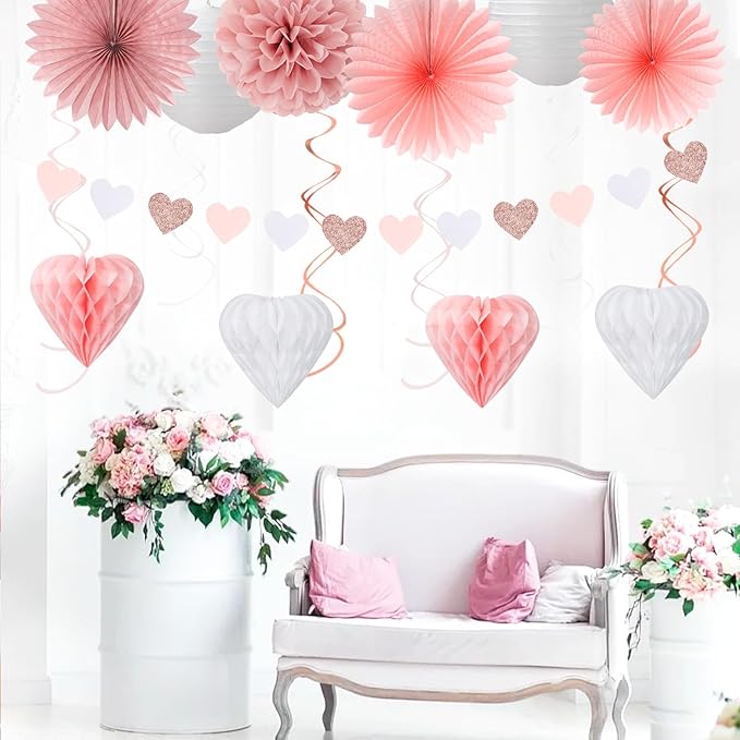 Blush Light Pink Valentines Day Galentines Party Decorations 22pcs