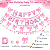 Pre-Strung Pink Bow Birthday Decorations, Reusable Coquette Party