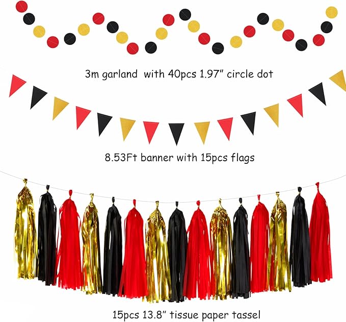 Red Black Gold Casino Theme Party Decorations 33pcs Kits Game Night