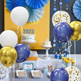 62pcs Gold Navy Blue Balloons Kit - 12 Inches Gold Blue Party