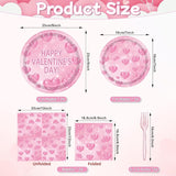 96 Pieces Valentine's Day Tableware Set Pink Heart Disposable Plates