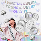 34pcs Dancing Queen Party Decorations 17,Dancing Queen Banner,Silver