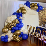 Royal Blue and Gold Balloons Garland Arch Kit, 162pcs Royal Blue White