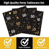 96 Pcs 50th Birthday Party Supplies Paper Plates Napkins Golden