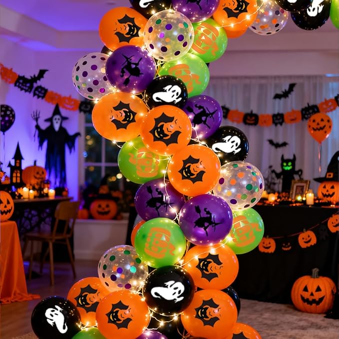 Halloween Party Balloons Decorations 65PCS 12 Inch Black Orange