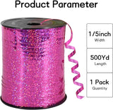 BEISHIDA 500 Yards Hot Pink Crimped Curling Ribbon Shiny Metallic