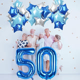50th Birthday Balloon for Men, 40 Inch Royal Dark Navy Blue Number 50