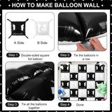 Black and White Square Foil Balloons 25 Pcs Metallic Black and White