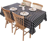 Kesfey 5 Packs Black and White Dots Table Cloth 54x108 Inch Black