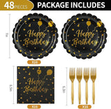 48PCS Happy Birthday Plates and Napkins Party Supplies-Disposable
