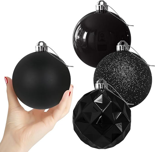 Black Set of XL (4.0") 4PCS Christmas Balls - Christmas Tree