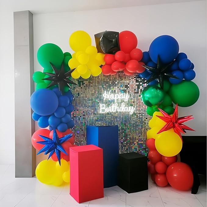 HILAVO Red Yellow Blue Balloons Light Baby Royal Metallic Blue Red