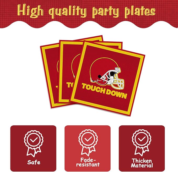 168pcs Red Football Party Supplies Touch Down Plates Napkins