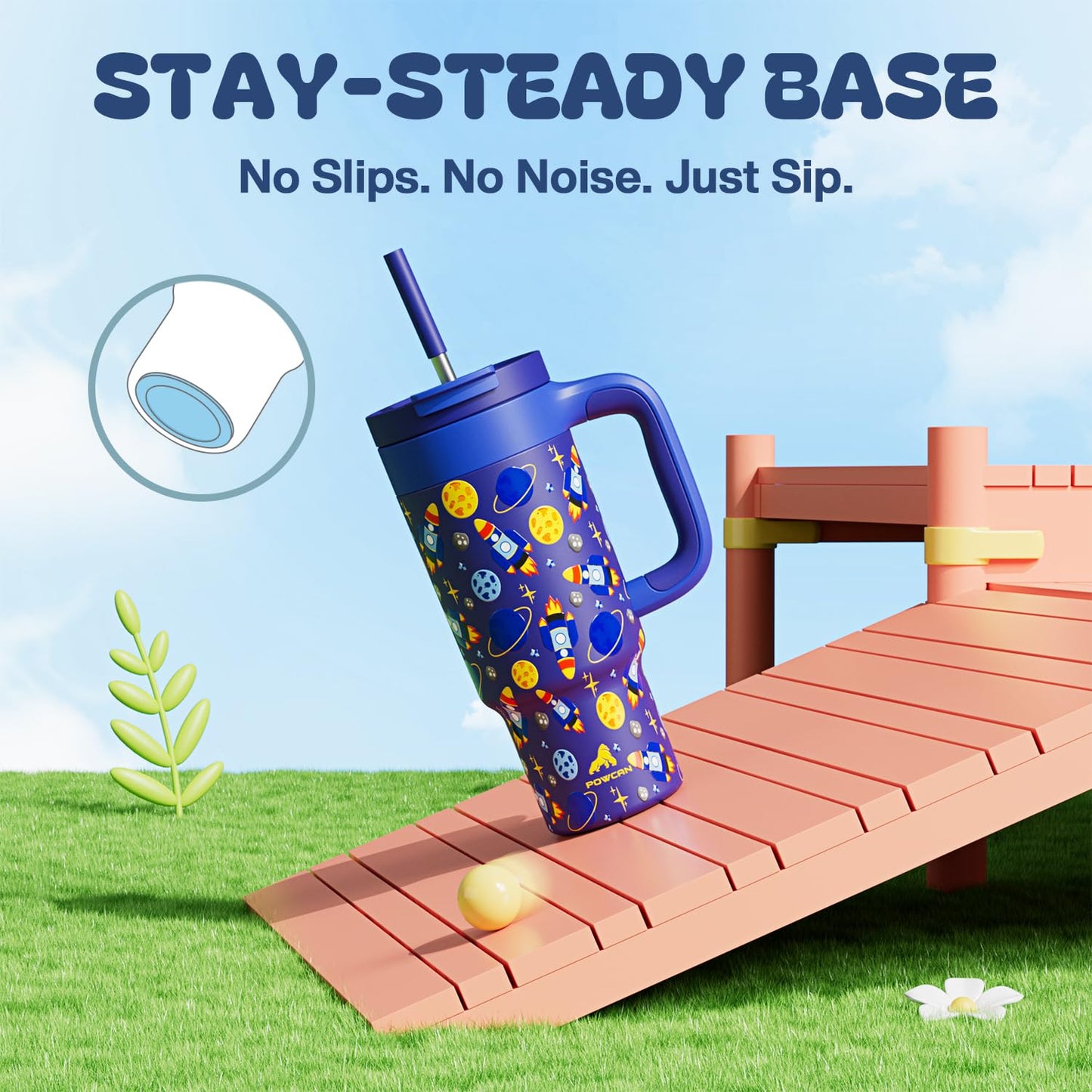 24 oz Stainless Steel Tumbler for Children: Durable Handle, Easy to