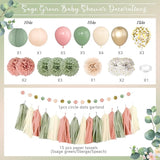 Amandir Girl Baby Shower Decorations Pink Sage Green Balloons Welcome