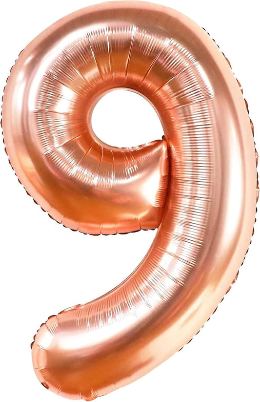 KatchOn, Rose Gold Number 9 Balloon - 40 Inch | Foil 9 Birthday