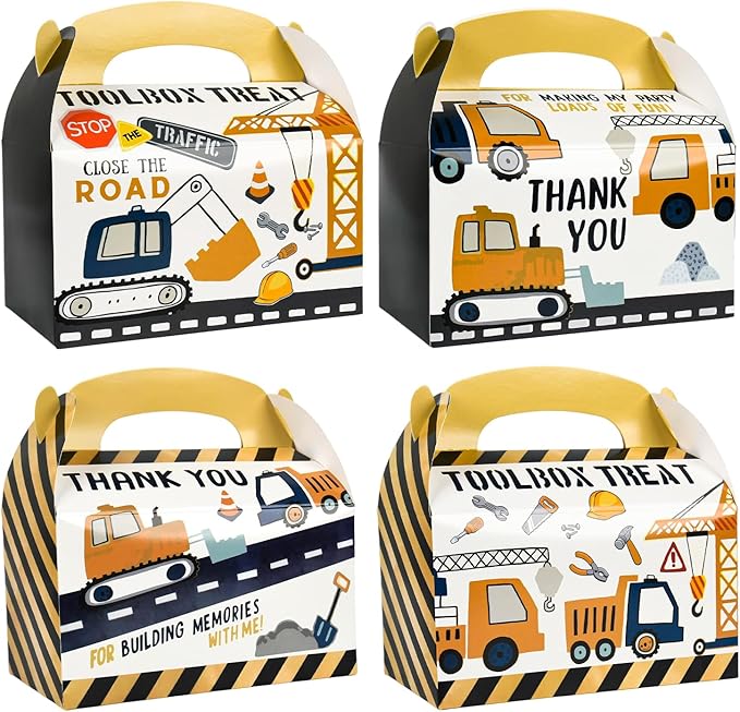 DjinnGlory 36 Pack Cute Construction Party Favor Treat Boxes Small
