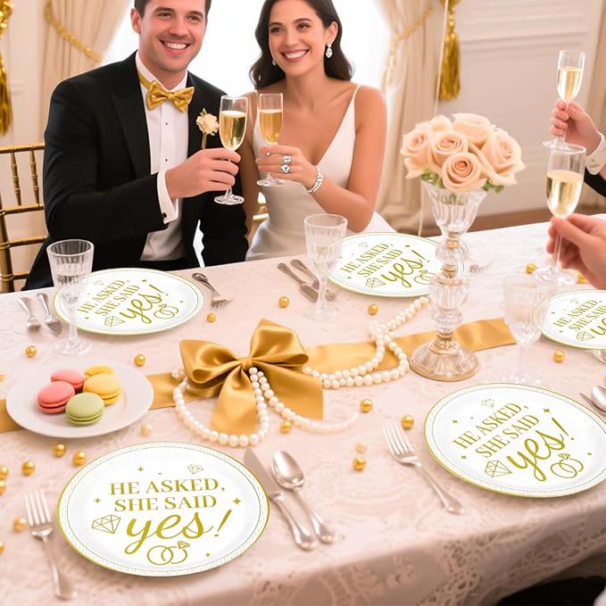 50Pcs Happy Engagement Party Decoration He Asked She Said Yes Paper