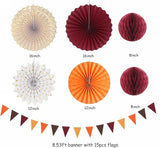 Burgundy Brown Orange Baby Shower Boho Party Decorations 20pcs Fall