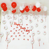 Red Bow Birthday Decorations, Red Happy Birthday Banner with Satin