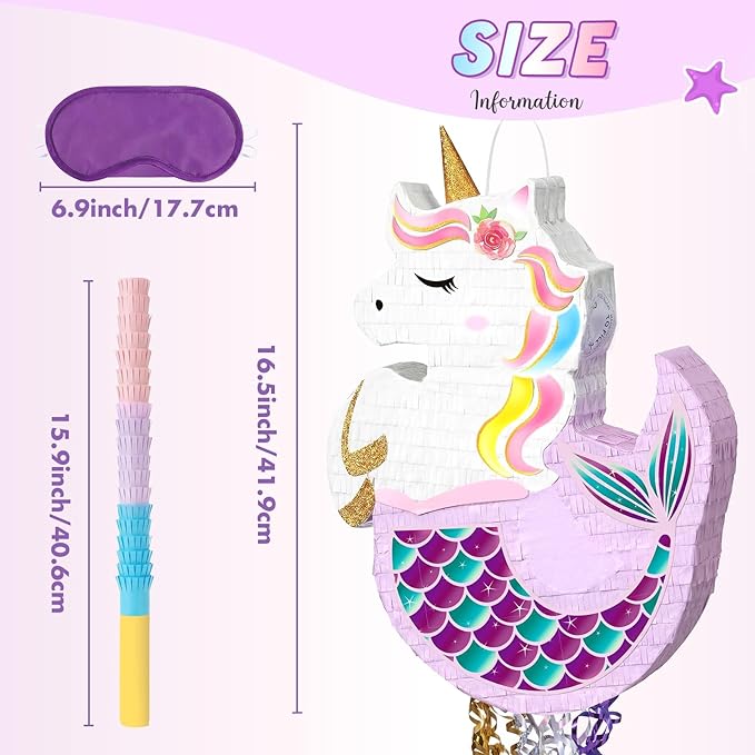 WERNNSAI Unicorn Mermaid Piñata - Unicorn or Mermaid Party Supplies