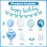 Blue Bow Birthday Decorations, Coquette Party Decor with Happy