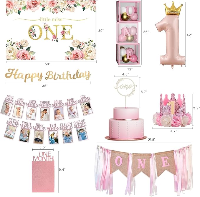 Baby Girl 1st Birthday Decorations Baby First Birthday Supplies