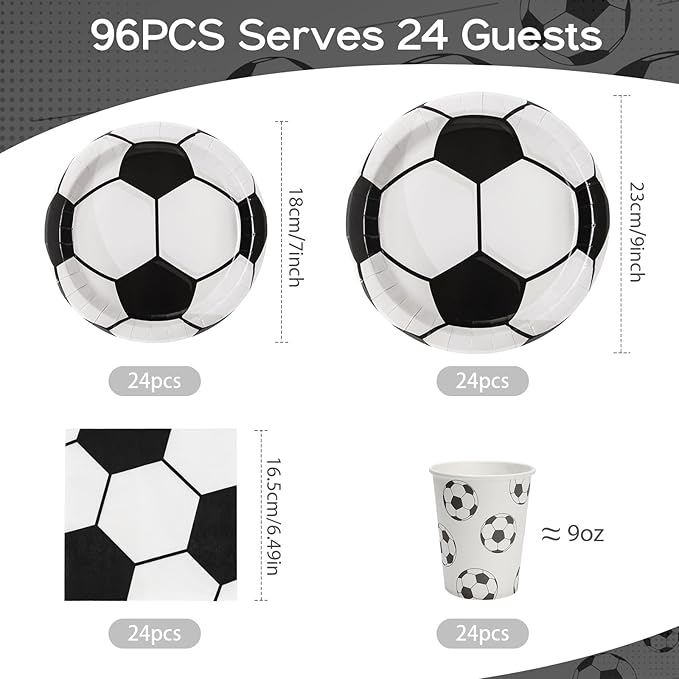 96pcs Soccer Plates Party Supplies Soccer Theme 9 7 Paper Plates and