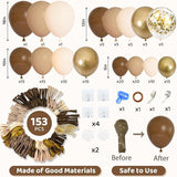 Amandir 153pcs Brown Balloon Garland Arch Kit, Different Sizes 18 12