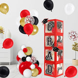 Graduation Decorations 2026 Set of 4 Red Grad Balloon Boxes with