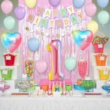 1st Birthday Decorations Rainbow Gradient Number 1 Balloon Pastel