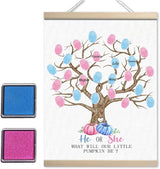 Pumpkin Baby Shower Gender Reveal Fingerprint Tree Canvas Guest
