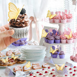 LANGPA 22-Pieces Butterfly Cake Decorations With Happy Birthday Beige