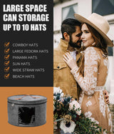 PANGTON Hat Box, Travel Hat Storage Box, Foldable Space-saving Hats