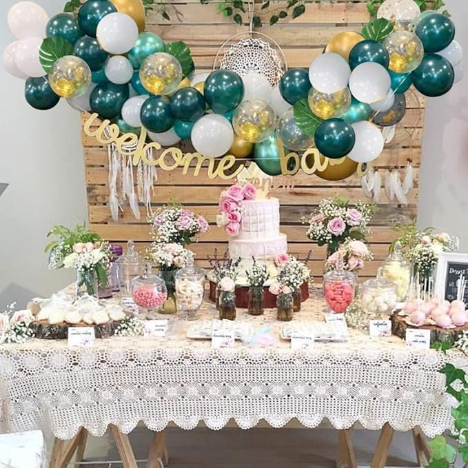 Green and Gold Balloons, 67Pcs 12 inch Metallic Green Gold Confetti