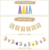 Easter Party Decorations Burlap Rabbit Bunny 3D Felt Egg with Wood