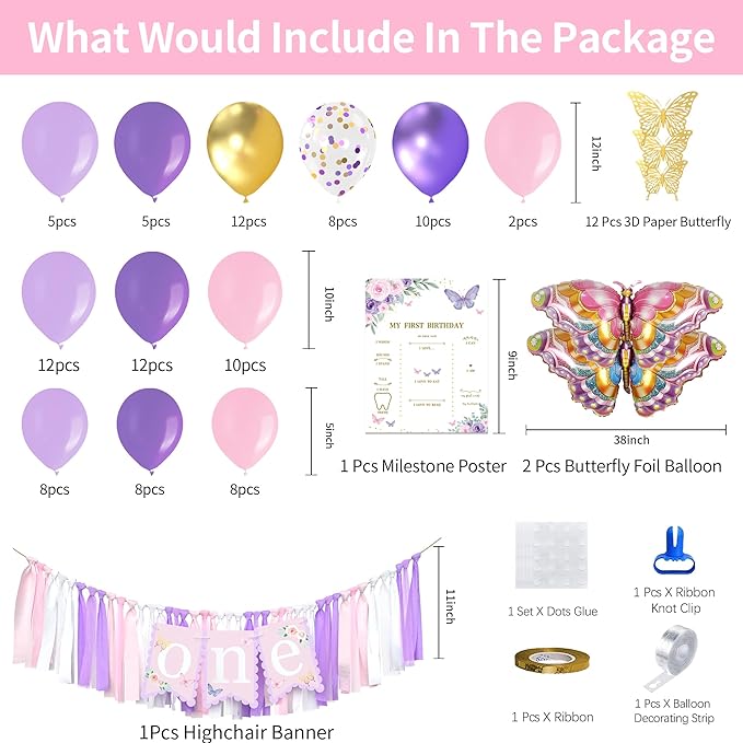 Butterfly First Birthday Decorations Girl Butterfly 1st Birthday