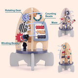 Wdmiya Space Wooden Activity Cube Toys for Baby, Montessoritoys for 1