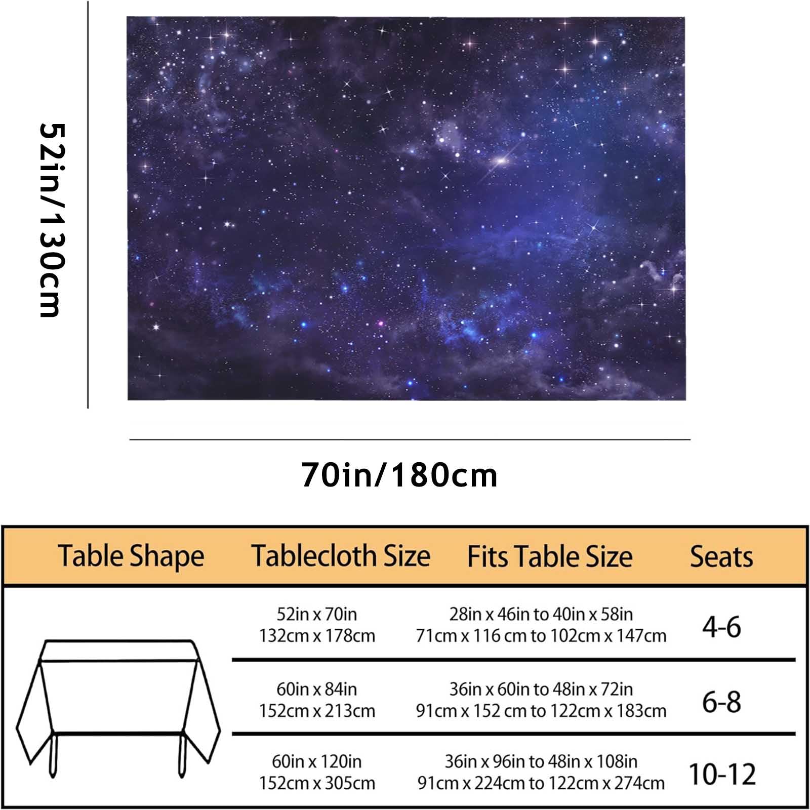 Tablecloth Galaxy Universe Table Cloth Rectangle Table 52 x