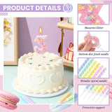 MTLEE Number 3 Birthday Candle with 12 Pcs Spiral Candles for Girls