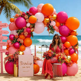 Pink Orange Balloon Garland Double Stuffed Hot Pink Orange Gold