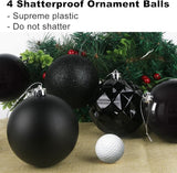 Black Set of XL (4.0") 4PCS Christmas Balls - Christmas Tree