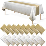 16Pack Disposable Plastic Tablecloths and Satin Table Runner Set #5