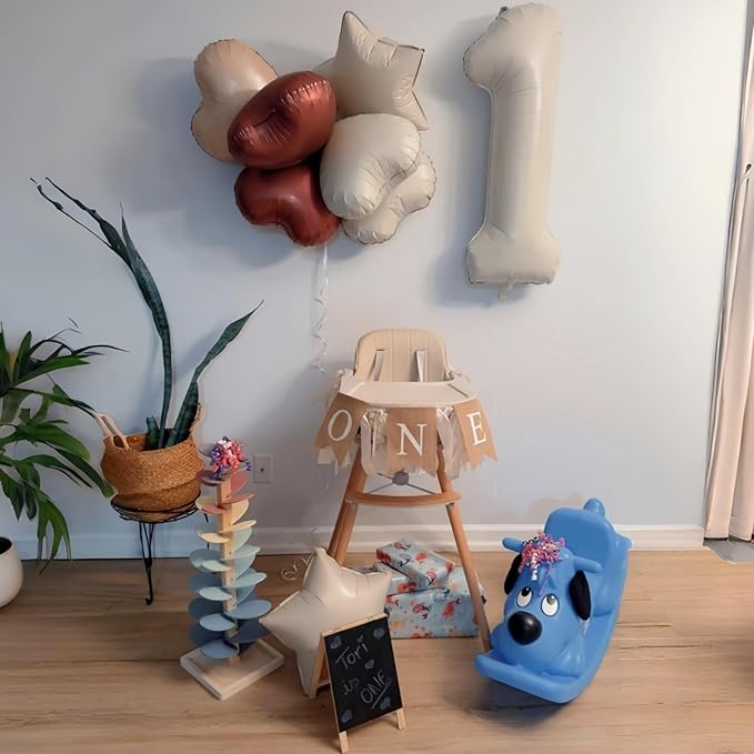 Nude 2 Balloons Set, 40 Inch Retro Apricot Foil Number 2 Balloon Boho