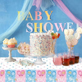 Tevxj 3 Pieces Gender Reveal Tablecovers Boy or Girl Plastic