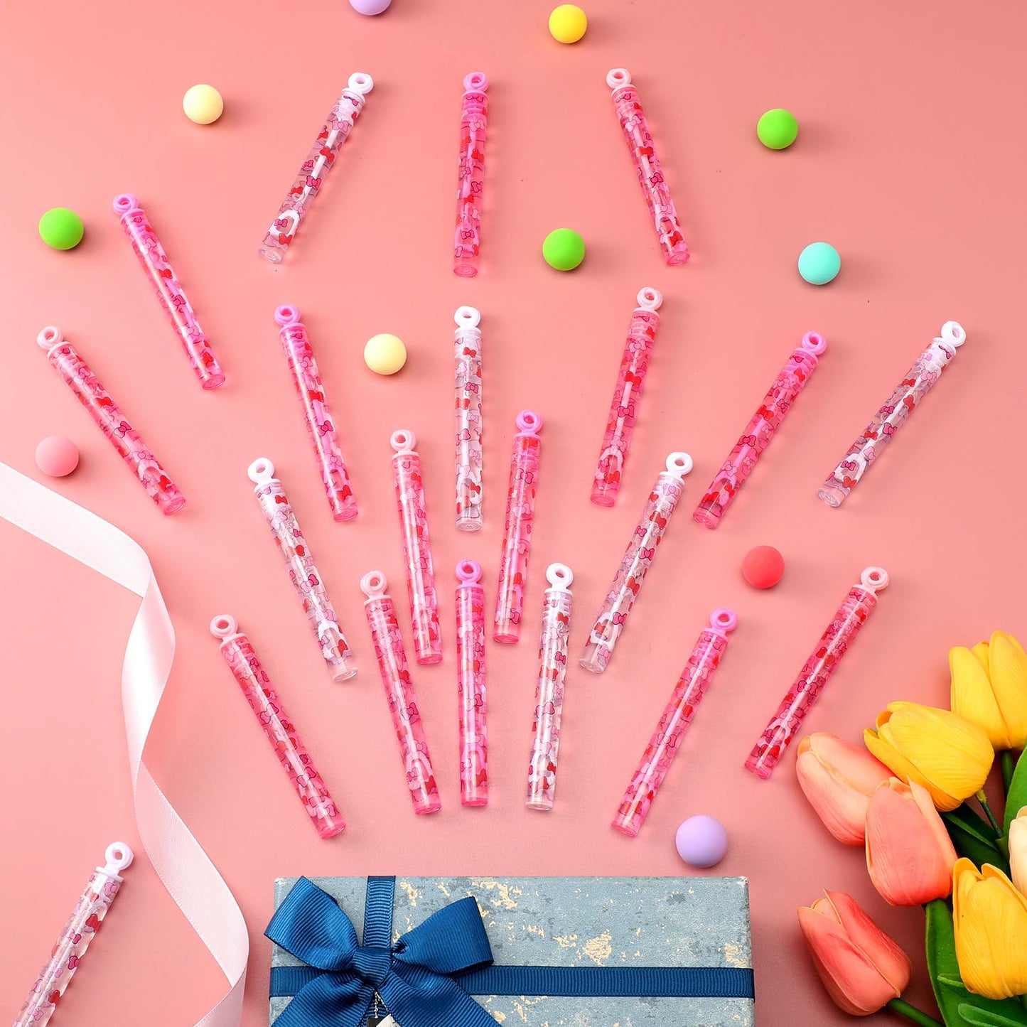 Rotatingpals 32 Pcs Kitty Bubble Wands Kawaii Bow Bubbles Wand Party