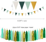 Sage-Green Beige-Gold Baby Bridal-Shower Decorations - 30pcs Rustic